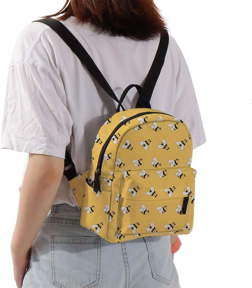 Deanfun Mini Backpack for Women - Cute Bee Print Small Backpack Purse with Ample Storage and Double Zippers Waterproof Shoulder Straps 3D Graphic MNSB-312 - 3
