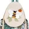 HUANGGUOSHU Boho and Hippie Small Canvas Backpack Purse for Women - Convertible Sling Bag, Embroidered and Woven Tapestry Patterns Bee - 1
