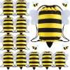 Kingdder 12 Pcs Bee Drawstring Bags Honey Bee Party Favor Bags Themed Birthday Sport Sack Gym Cloth Backpack Candy Goodie for Kids Boys Girls Animal Party Baby Shower Supply Decoration - 1