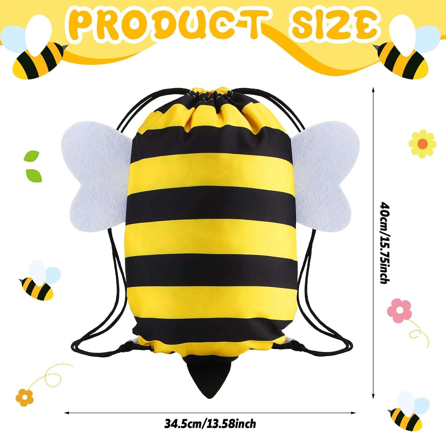 Kingdder 12 Pcs Bee Drawstring Bags Honey Bee Party Favor Bags Themed Birthday Sport Sack Gym Cloth Backpack Candy Goodie for Kids Boys Girls Animal Party Baby Shower Supply Decoration - Image 6