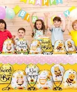 Yeyeplum 24 Pcs Honey Bee Party Favor Bags Bee Themed Drawstring Bags Bee Gift Bag Goodie Candy Sport Sack Gym Cloth Backpack for Animal Party Birthday Baby Shower Party Supplies - 4