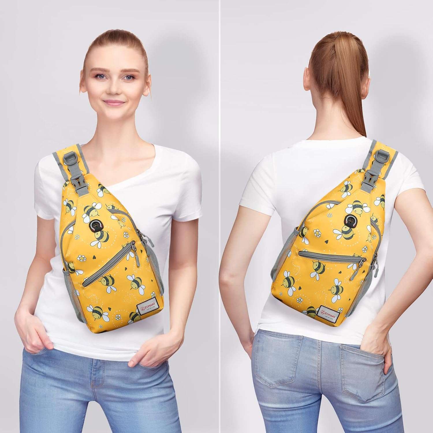 ZOMAKE Sling Bag for Women Men, Small Crossbody Sling Backpack, Mini Water Resistant Shoulder Daypack for Travel, Anti Thief Chest Bag for Hiking, Sports - 8