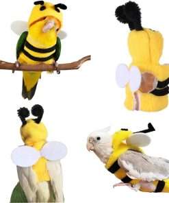 Anelekor Halloween Pet Birds Costume Small Animals Clothes Birds Cosplay Outfit Bee Shaped Hoodies for Parrots African Greys Parakeet Cockatiel Sun Conure Finch Budgie - 2