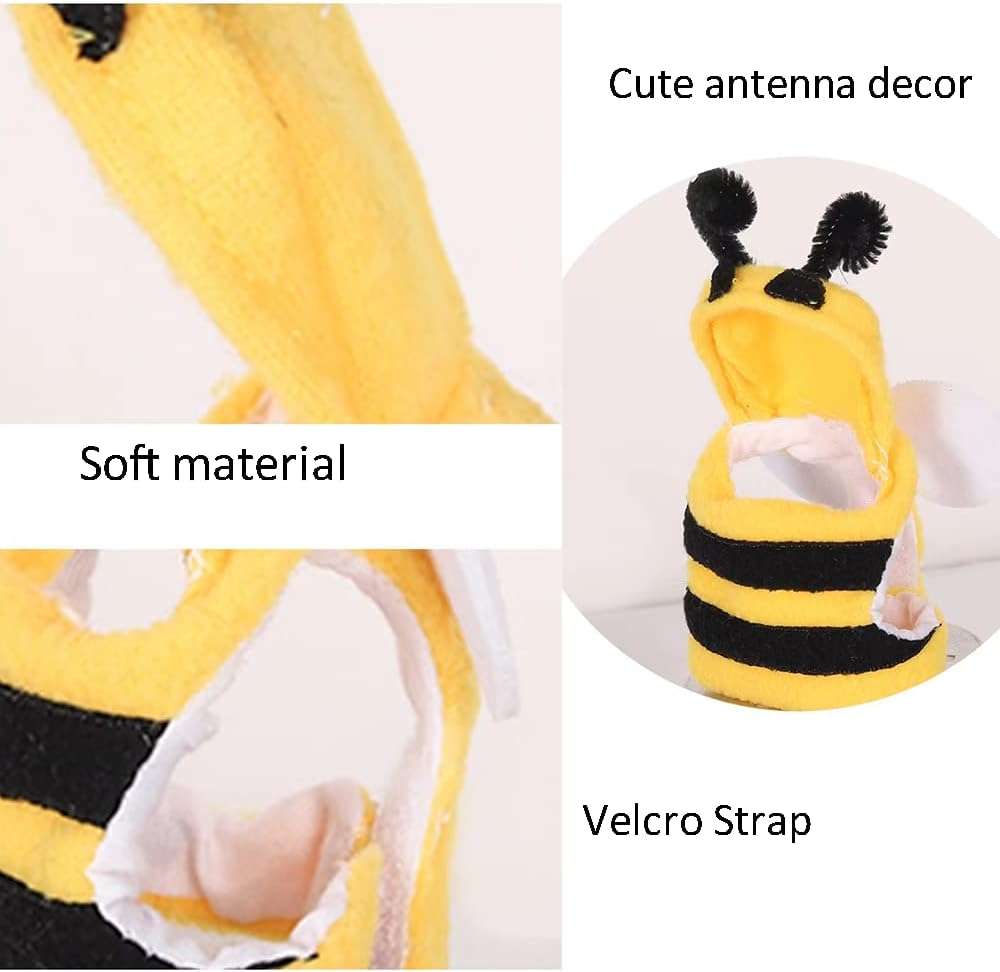 Anelekor Halloween Pet Birds Costume Small Animals Clothes Birds Cosplay Outfit Bee Shaped Hoodies for Parrots African Greys Parakeet Cockatiel Sun Conure Finch Budgie - 3