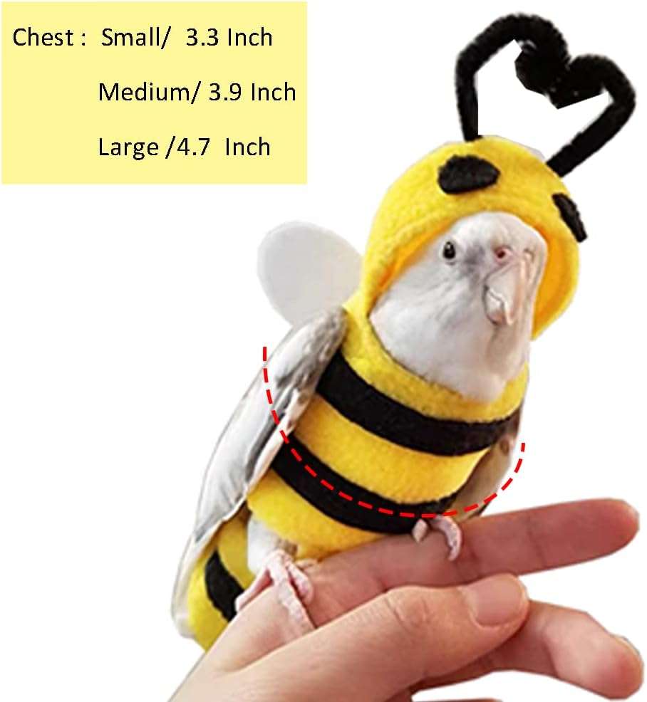 Anelekor Halloween Pet Birds Costume Small Animals Clothes Birds Cosplay Outfit Bee Shaped Hoodies for Parrots African Greys Parakeet Cockatiel Sun Conure Finch Budgie - 4
