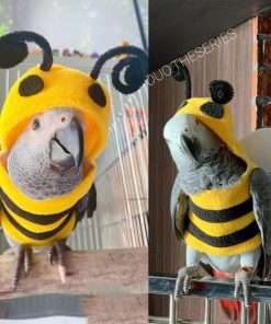 Anelekor Halloween Pet Birds Costume Small Animals Clothes Birds Cosplay Outfit Bee Shaped Hoodies for Parrots African Greys Parakeet Cockatiel Sun Conure Finch Budgie - 5