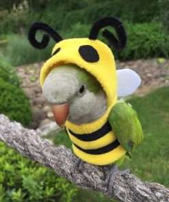Bird Clothes Birds Flight Suit, Cute Bee Costume Hoodie for Parrots African Greys Parakeet Cockatiel Sun Conure Christmas Party Birthday Cosplay Photo Prop Small Animals Apparel - 4