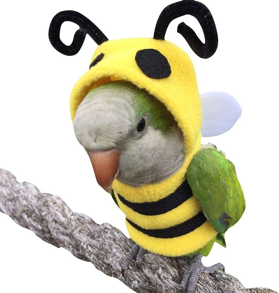 Bird Clothes Birds Flight Suit, Cute Bee Costume Hoodie for Parrots African Greys Parakeet Cockatiel Sun Conure Christmas Party Birthday Cosplay Photo Prop Small Animals Apparel - 9