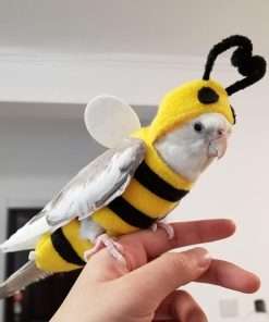 Bird Costume Diaper Flight Suit Bee Shape Hoodie Clothes Cosplay Photo Prop for Parrots Parakeet Cockatiel Sun Conure, Small Animals Apparel, Green - 3