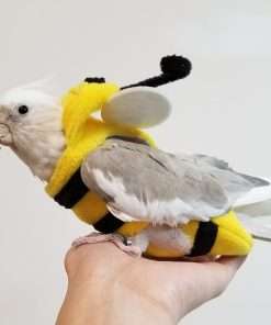 Bird Costume Diaper Flight Suit Bee Shape Hoodie Clothes Cosplay Photo Prop for Parrots Parakeet Cockatiel Sun Conure, Small Animals Apparel, Green - 6