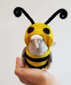 Bird Costume Diaper Flight Suit Bee Shape Hoodie Clothes Cosplay Photo Prop for Parrots Parakeet Cockatiel Sun Conure, Small Animals Apparel, Green - 7