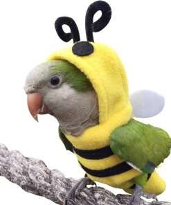 Bird Costume Diaper Flight Suit Bee Shape Hoodie Clothes Cosplay Photo Prop for Parrots Parakeet Cockatiel Sun Conure, Small Animals Apparel, Green - 8