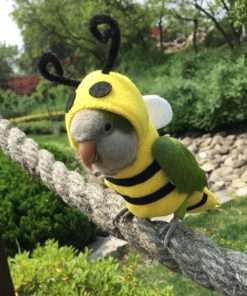 Bird Costume Diaper Flight Suit Bee Shape Hoodie Clothes Cosplay Photo Prop for Parrots Parakeet Cockatiel Sun Conure, Small Animals Apparel, Green - 9