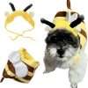 Cute Dog Costume Onesie Bumble Bee Pet Clothes Halloween Shirt Hoodie for Puppy Cat with Fun Wings & Surprise Antenna Hat - 1