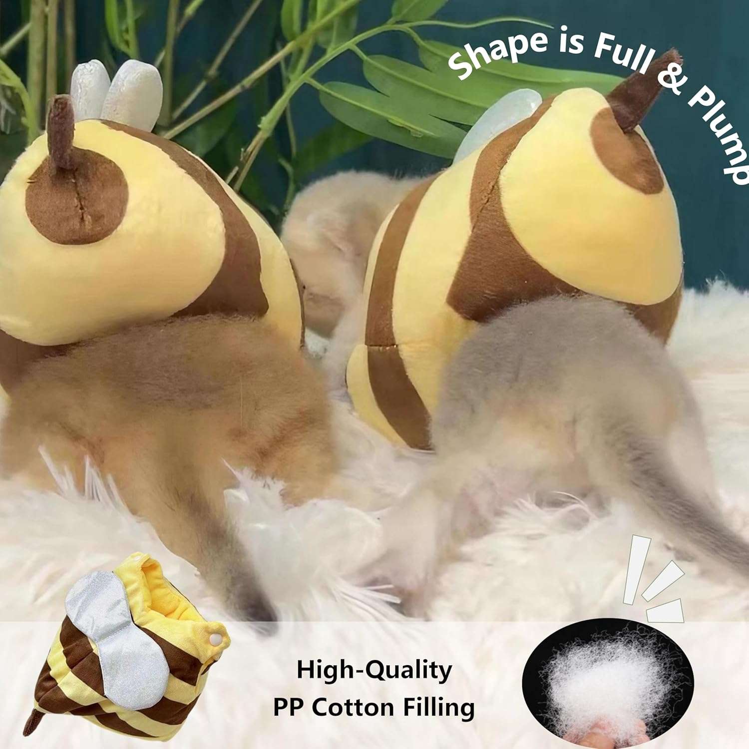 Cute Dog Costume Onesie Bumble Bee Pet Clothes Halloween Shirt Hoodie for Puppy Cat with Fun Wings & Surprise Antenna Hat - 2