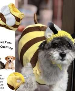 Cute Dog Costume Onesie Bumble Bee Pet Clothes Halloween Shirt Hoodie for Puppy Cat with Fun Wings & Surprise Antenna Hat - 3