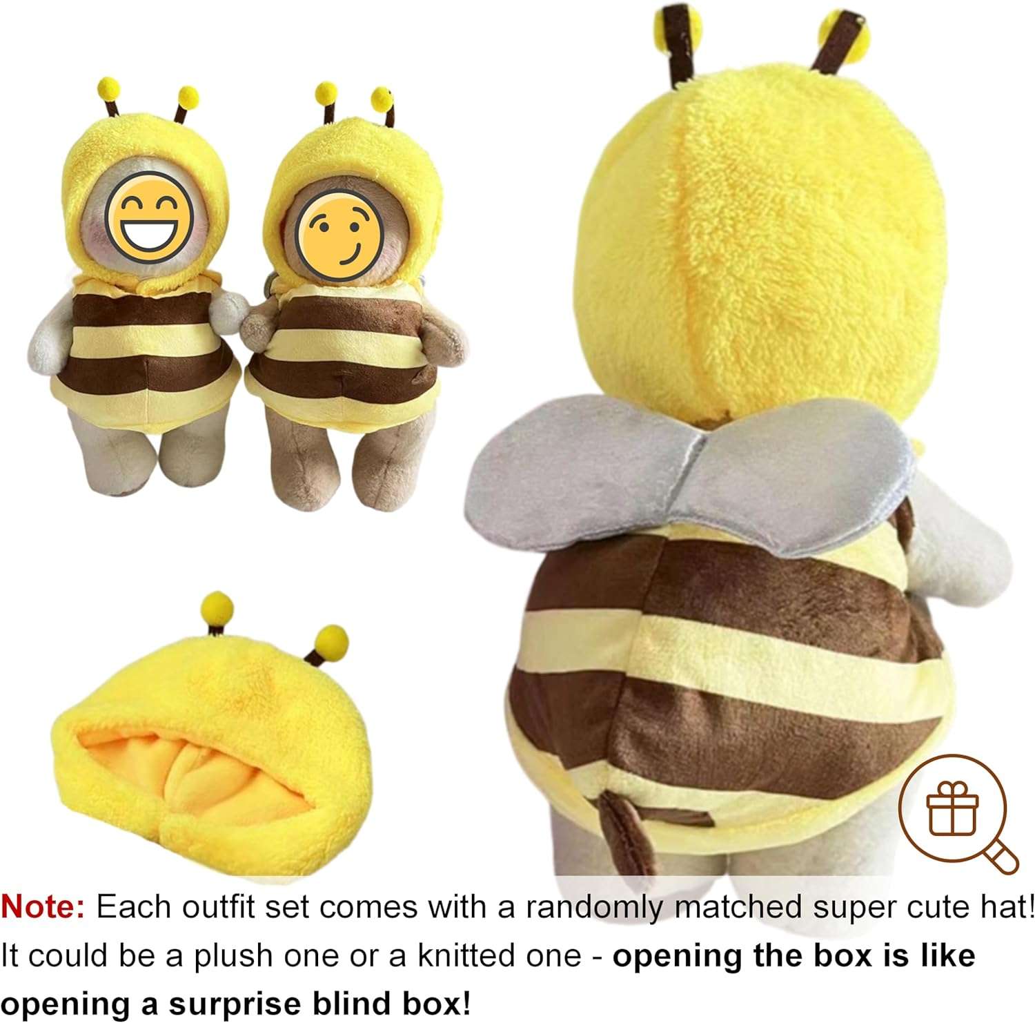 Cute Dog Costume Onesie Bumble Bee Pet Clothes Halloween Shirt Hoodie for Puppy Cat with Fun Wings & Surprise Antenna Hat - 4