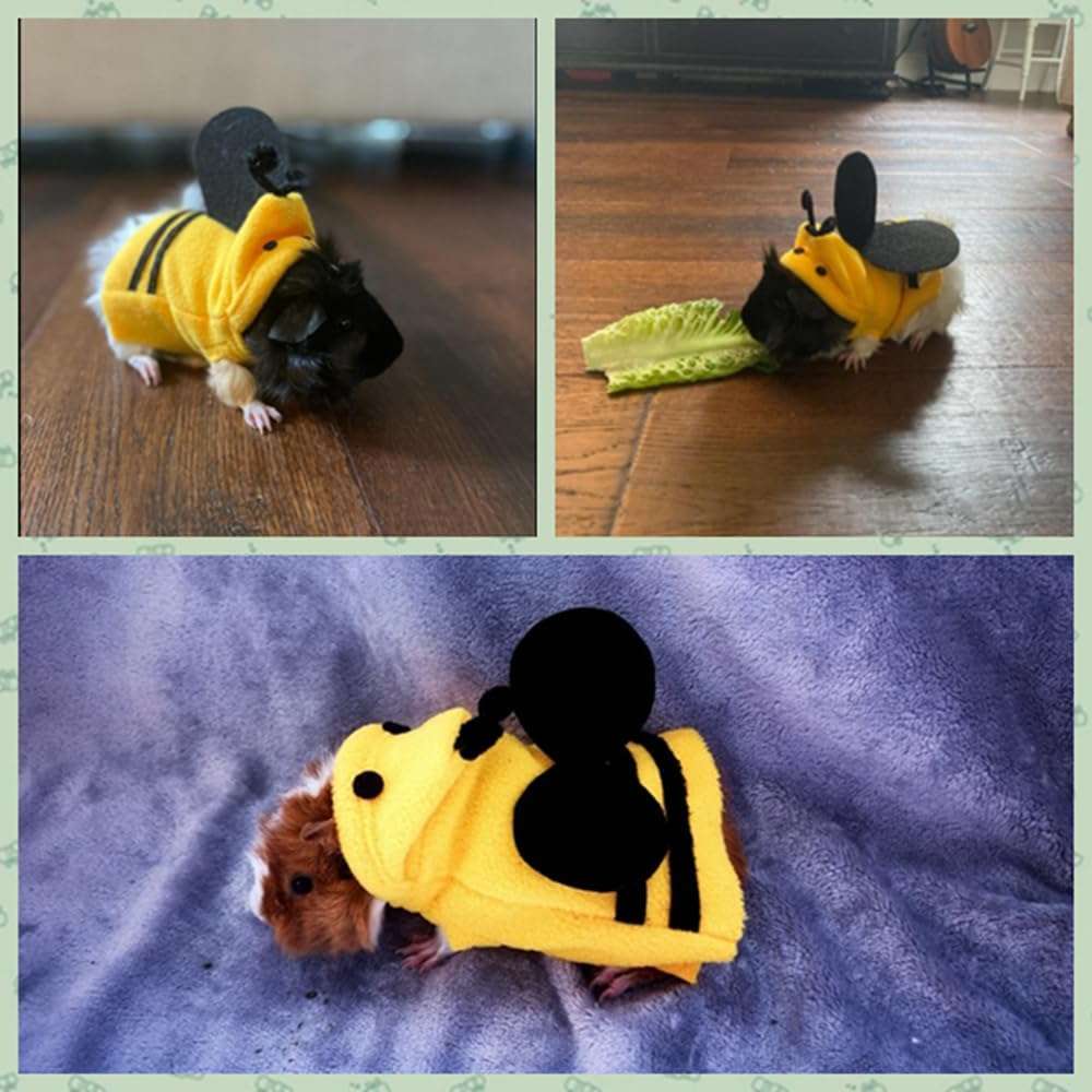 Hedgehog Costume Bee Clothes for Hedgehogs Small Animal Apparel Polar Fleece Handmade Hedgehog Hoodie Dress Up Accessories Outfit for Cosplay Halloween Christmas Party Pet Supplies - 3