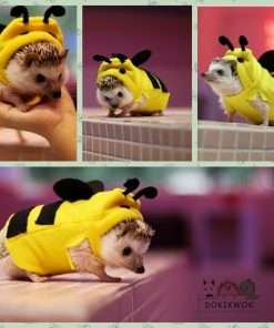 Hedgehog Costume Bee Clothes for Hedgehogs Small Animal Apparel Polar Fleece Handmade Hedgehog Hoodie Dress Up Accessories Outfit for Cosplay Halloween Christmas Party Pet Supplies - 4