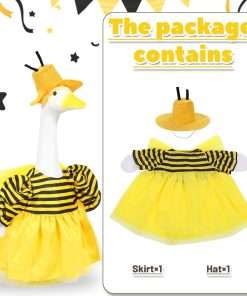 Porch Goose Outfits, Summer Geese Bee Clothes with Hat for 23'' Garden Goose Statues Cute Costume Outdoor Patio Lawn Art Decoration - 3