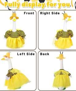 Porch Goose Outfits, Summer Geese Bee Clothes with Hat for 23'' Garden Goose Statues Cute Costume Outdoor Patio Lawn Art Decoration - 4