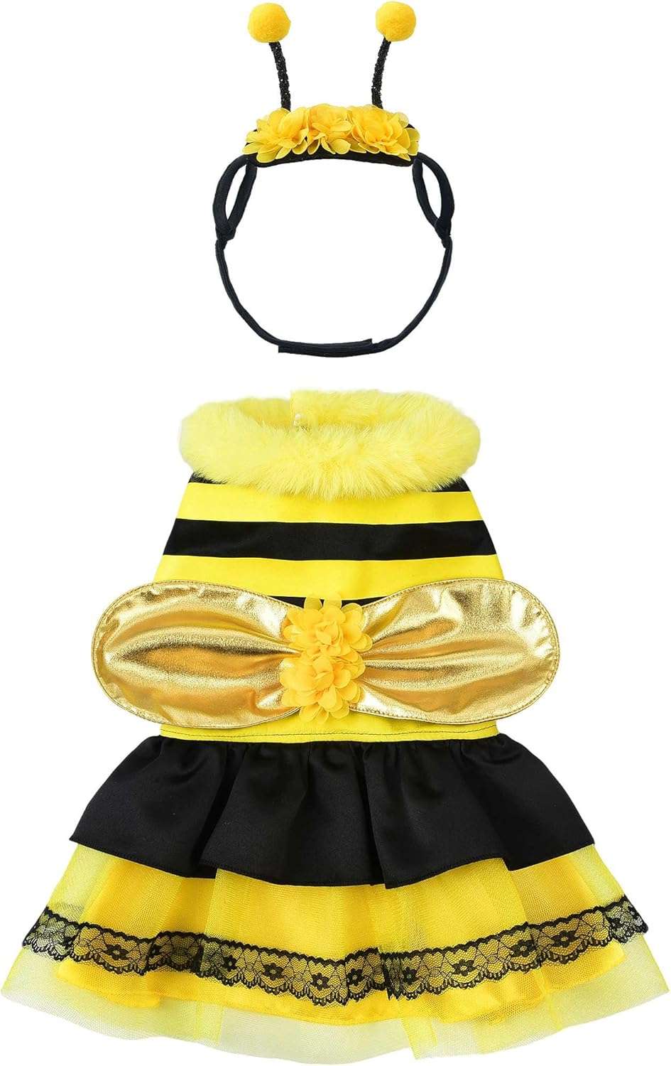 Relibeauty Dog Bee Costume, Cute Cat Bumblebee Dress with Headband and Wings for Halloween Themed Party, Yellow, XS - 1
