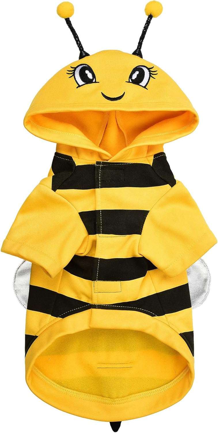 Relibeauty Dog Bee Costume, Cute Cat Bumblebee Outfit with Cap and Wings for Halloween Themed Party, Yellow, XS - 2