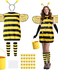 DECOHS Halloween Queen Bee and Beekeeper Costume, Halloween Cosplay Bees Beekeeping Suit Outfit for Halloween Party Dress Up - 1
