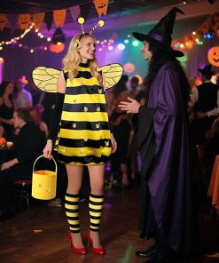 DECOHS Halloween Queen Bee and Beekeeper Costume, Halloween Cosplay Bees Beekeeping Suit Outfit for Halloween Party Dress Up - 4