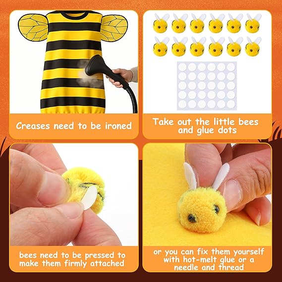 DECOHS Halloween Queen Bee and Beekeeper Costume, Halloween Cosplay Bees Beekeeping Suit Outfit for Halloween Party Dress Up - 5