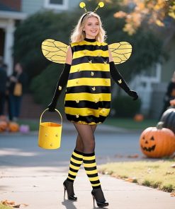 DECOHS Halloween Queen Bee and Beekeeper Costume, Halloween Cosplay Bees Beekeeping Suit Outfit for Halloween Party Dress Up - 6