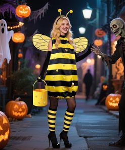 DECOHS Halloween Queen Bee and Beekeeper Costume, Halloween Cosplay Bees Beekeeping Suit Outfit for Halloween Party Dress Up - 7