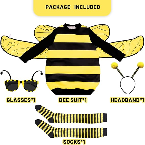 Max Fun Bee Costume for Adults Bumble Bee Dress Up Halloween Cosplay Accessories for Women - 2