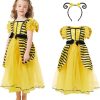 Bee Costume Kids Girls Funny Animal Costume Suit Yellow Princess Dress Headband Halloween Outfit Cosplay Fancy Dress - 1