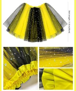 Dolkoic Bee Tutu Costume for Girls Bee Bopper Antenna Headband Halloween Yellow Bee Cosplay Animals Honeybee Theme Party Favors Supplies - 4