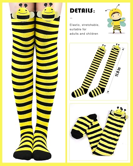 Dolkoic Bee Tutu Costume for Girls Bee Bopper Antenna Headband Halloween Yellow Bee Cosplay Animals Honeybee Theme Party Favors Supplies - 5