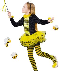 IKALI Kids Bee Costume With Wings Accessories, Girls Toddler Halloween Party Dress Up 3-4T, Yellow - 4
