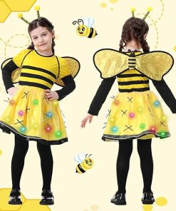 Resiwai Girls Light up Butterfly Costume, Kids Bumble Bee Costume, Toddlers Ladybug Dress Costume, Halloween Outfit for 4-12Y - 5