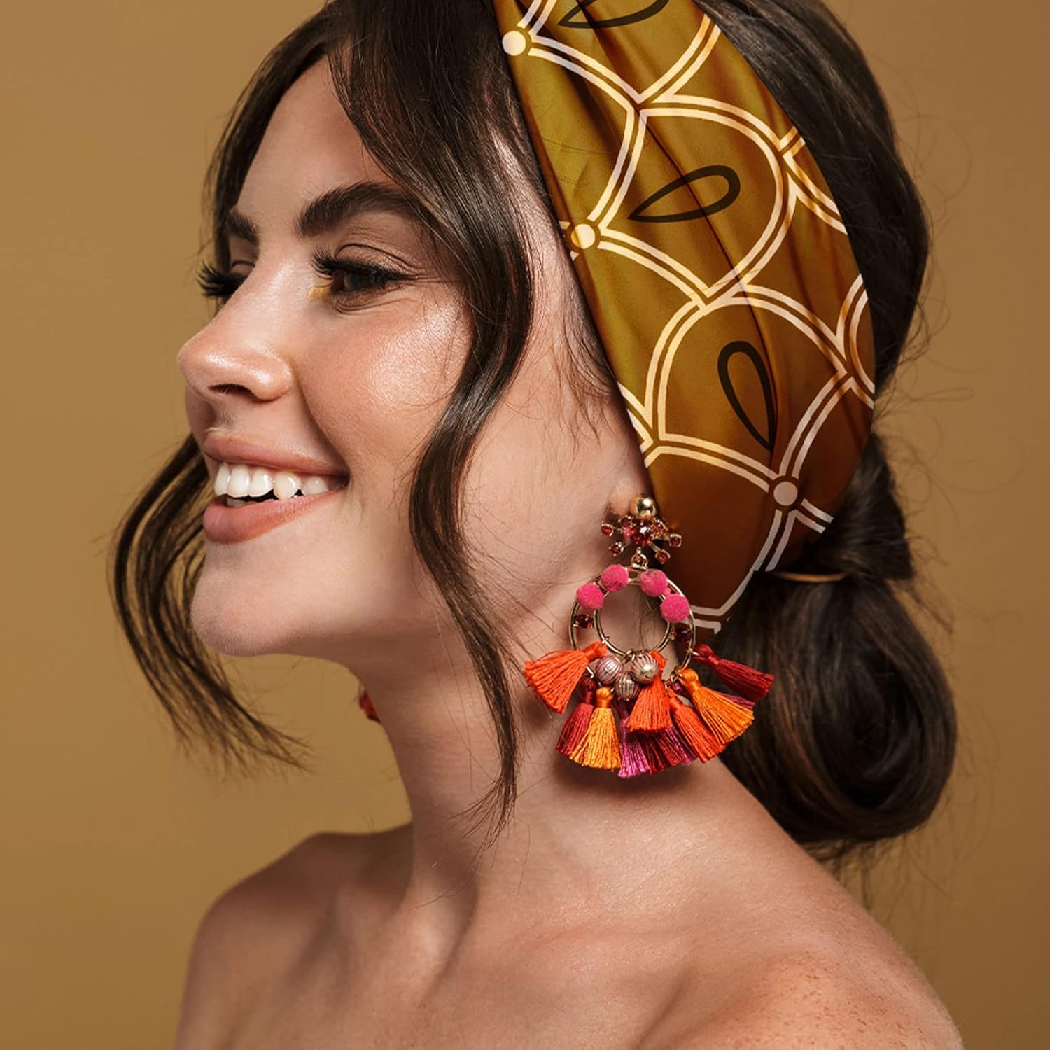 Karma Bee Headband for Women - Wide - Fabric Headband and Stretchy Hair Scarf - Light Blue - 3