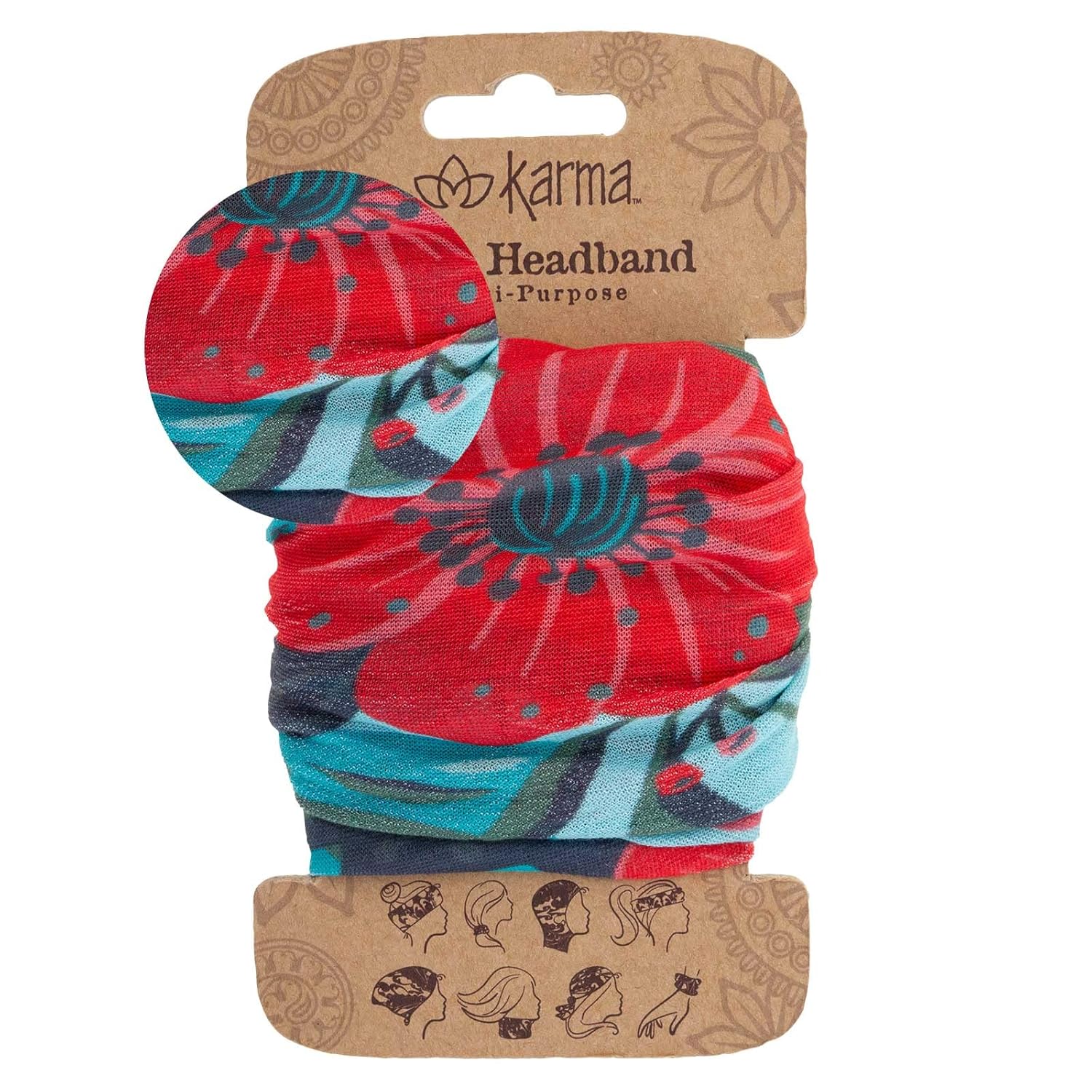 Karma Bee Headband for Women - Wide - Fabric Headband and Stretchy Hair Scarf - Light Blue - 5