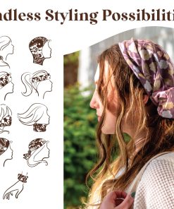 Karma Bee Headband for Women - Wide - Fabric Headband and Stretchy Hair Scarf - Light Blue - 6