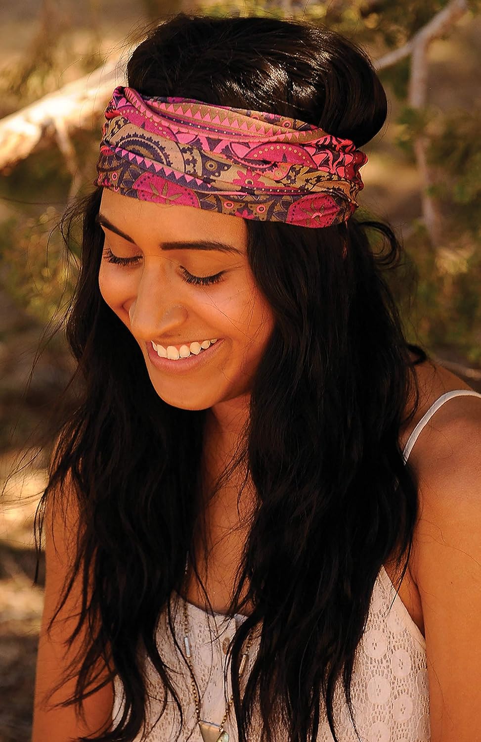 Karma Bee Headband for Women - Wide - Fabric Headband and Stretchy Hair Scarf - Light Blue - 9