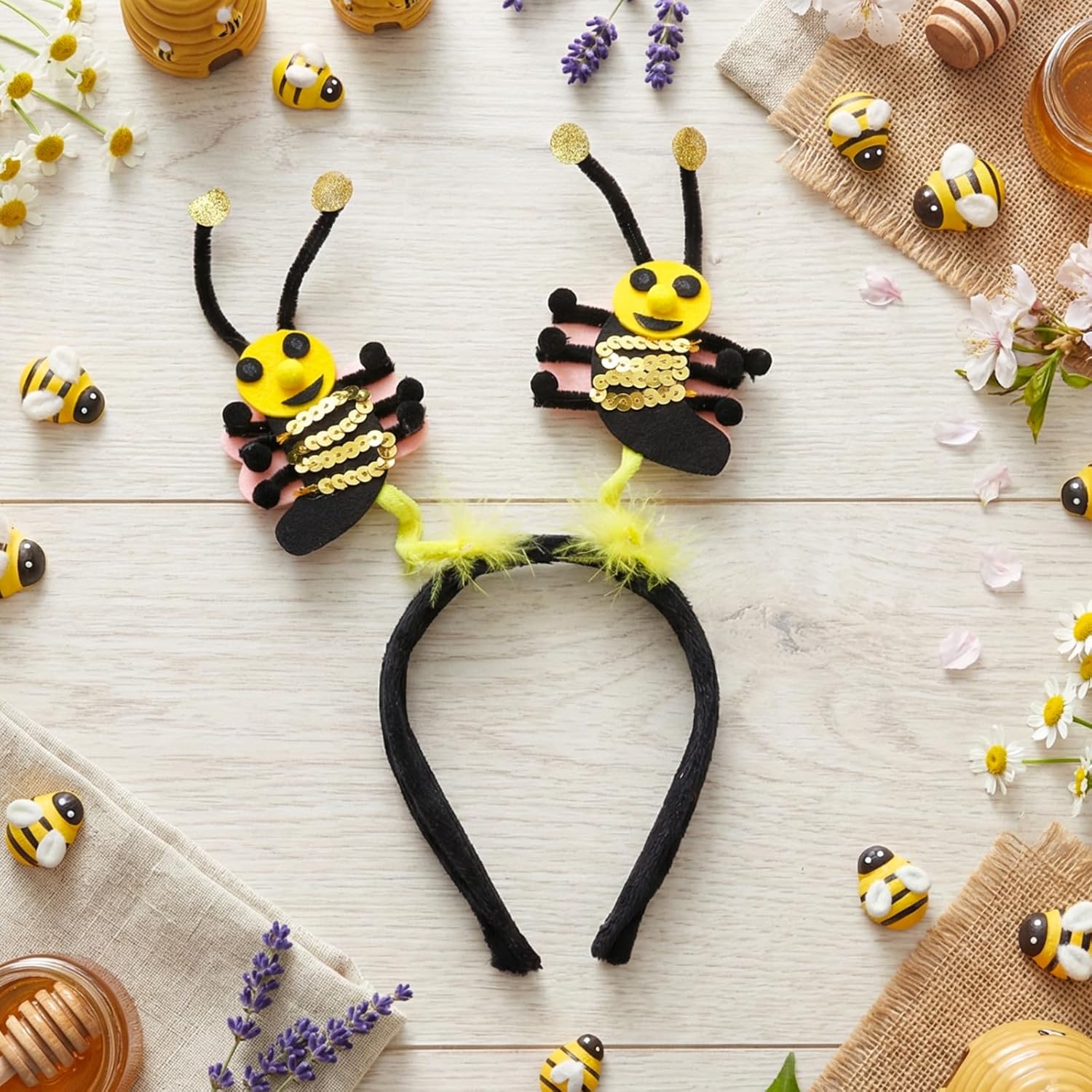 4 Pcs Bee Headbands Boppers Tentacle Hair Bands Spring Summer Garden Theme Party Headwear Photo Props Accessories - 3