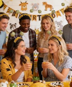 Bee Tentacle Headbands 2PCS Bee Antenna Ball Headbands Yellow Bee Hair Bands for Halloween Birthday Party Supplies - 5