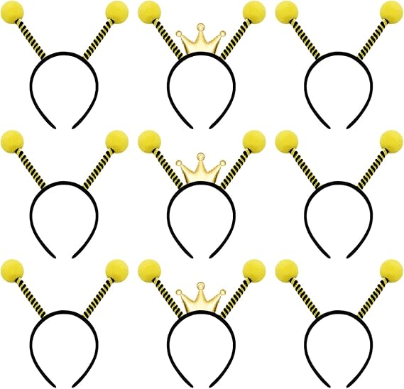 FRCOLOR Bee Costume Headbands 9Pcs Hair Bands for Party Cute Bee Hair Hoop Halloween Costume Headband for Kids Adult Accessories Birthday Party Favors - 1