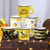 6 Pcs Bee Mini Coffee Mugs Spring Summer Kitchen Decor Bee Gifts for Women Farmhouse Summer Tiered Tray Decor Rustic Yellow Black Mini Cups with Ribbon for Home Desk Table Centerpiece - 1