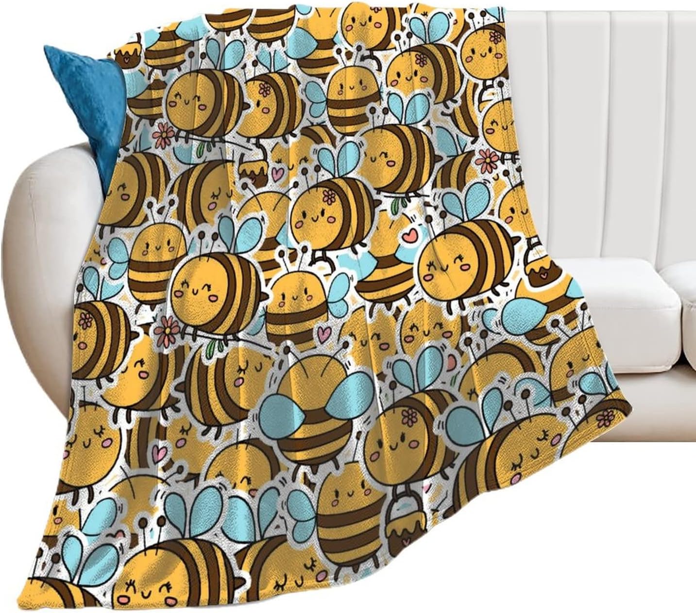 Bee Blanket Gifts for Kids, 40x50 Throw Blanket for Girls, Boys, Cozy Soft Cute Plush Flannel Throw for Couch Bed Sofa - 2