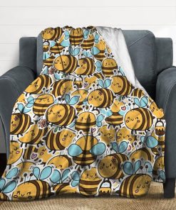Bee Blanket Gifts for Kids, 40x50 Throw Blanket for Girls, Boys, Cozy Soft Cute Plush Flannel Throw for Couch Bed Sofa - 5