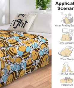 Bee Blanket Gifts for Kids, 40x50 Throw Blanket for Girls, Boys, Cozy Soft Cute Plush Flannel Throw for Couch Bed Sofa - 7