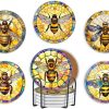 Bee Gifts Coaster, Ceramic, Set of 6, with Gift Box, Absorbent with Cork Base, Gifts for Bee Lovers, Home Decor for Housewarming, Thanksgiving, Birthday, Christmas - 1